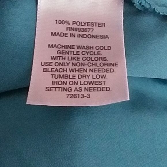 Allen B Tank Top Sleeveless Blouse Silky Twisted Keyhole Racer Back Teal - Picture 9 of 9